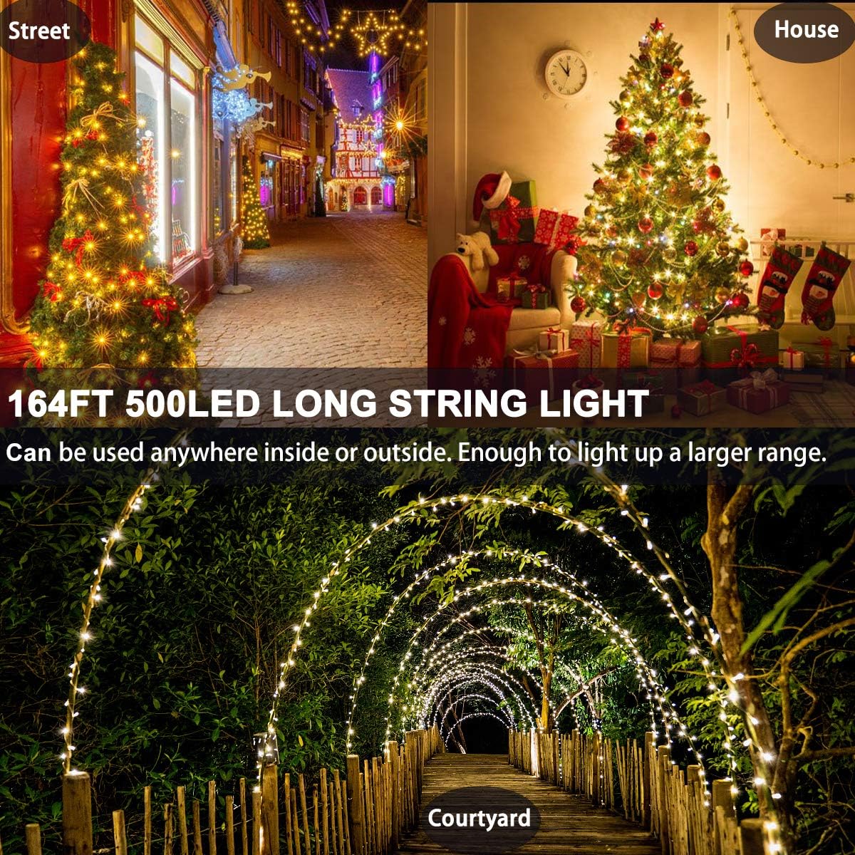 Decute 164FT Waterproof Copper Wire Lights – Patio Pergola & Backyard Fence Party Lighting, IP Rated for Outdoor Use