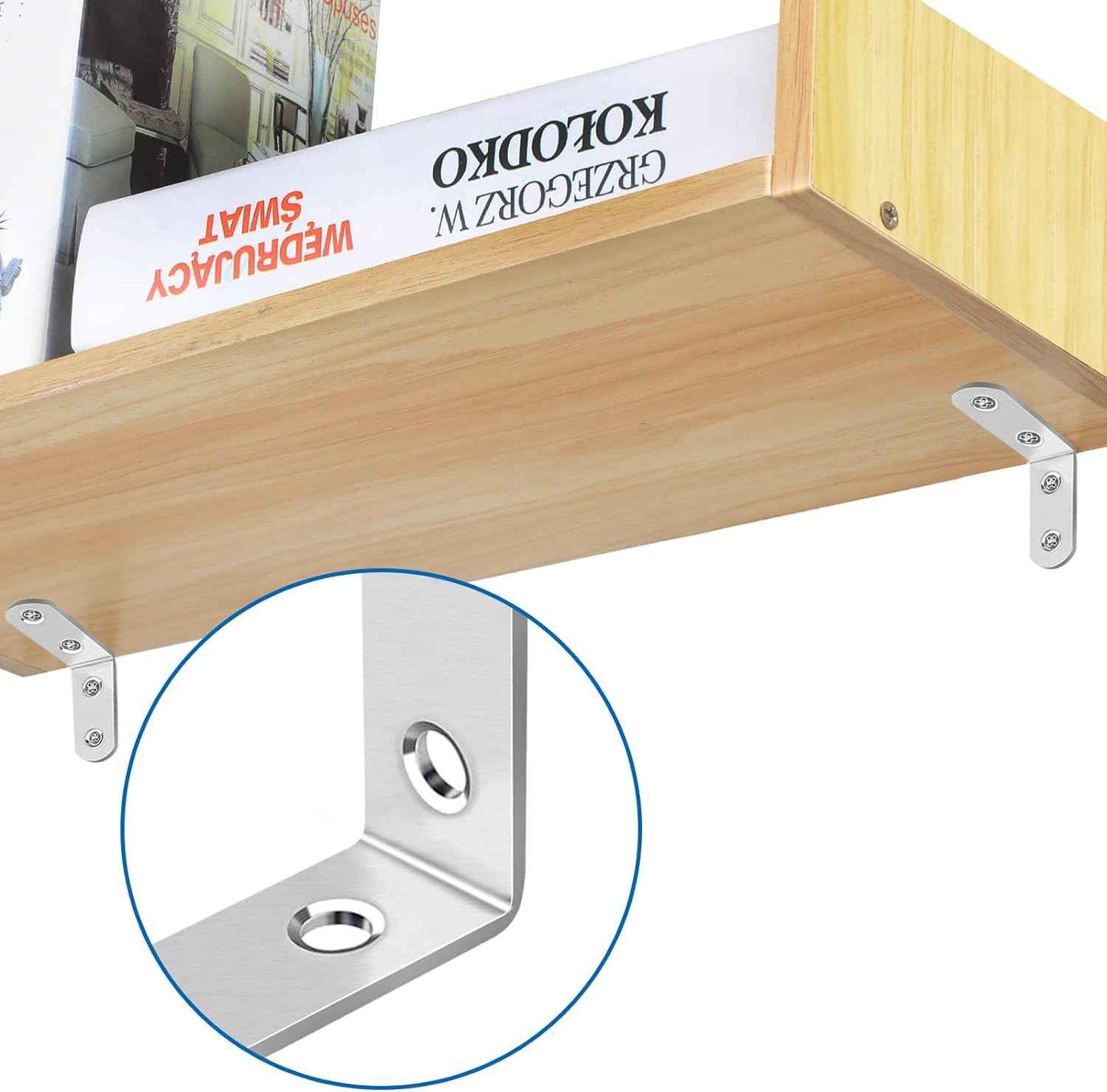 HENSUN L Bracket Set – Home Office Furniture Stabilizer, Silver Braces to Reinforce Desks and Workstation Shelves