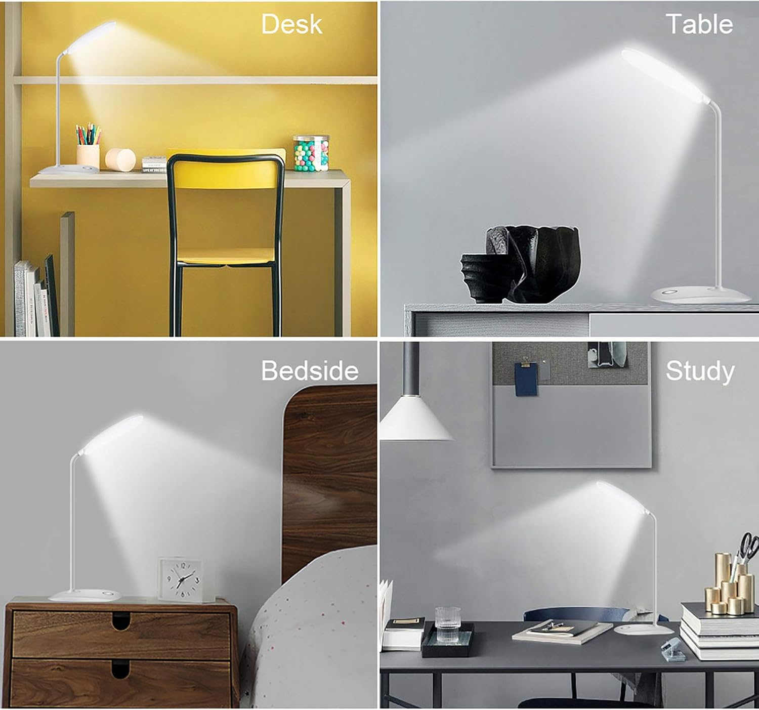 DEEPLITE Minimalist LED Lamp – Cordless Touch Lamp for Clean Desk Aesthetic, USB Rechargeable Neutral Modern Light