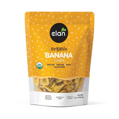 Elan Organic Banana Chips – Thoughtful Healthy Gift Basket Add-In for Birthdays and Housewarmings, 4 Pack