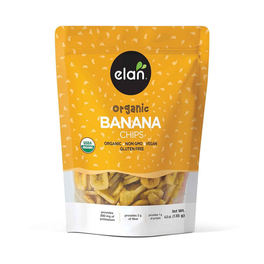 Elan Organic Banana Chips – Thoughtful Healthy Gift Basket Add-In for Birthdays and Housewarmings, 4 Pack