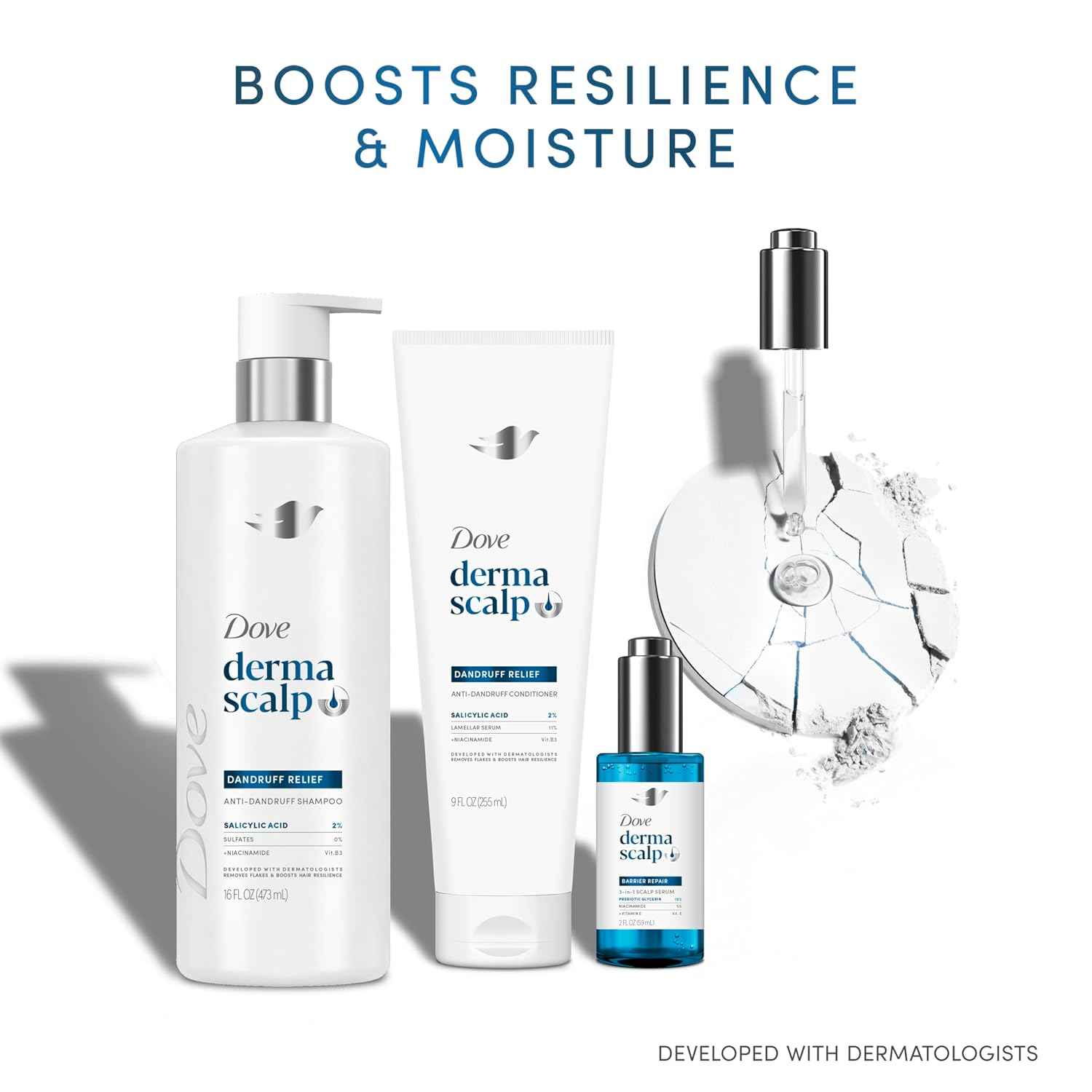 Dove DermaScalp Dandruff Shampoo – Gentle, PETA-Approved Care Without Harsh Irritants, 16 oz