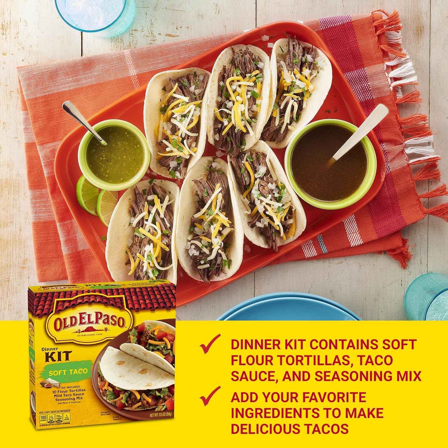 Old El Paso Soft Taco Dinner Kit, Simple One-Box Weeknight Dinner Solution