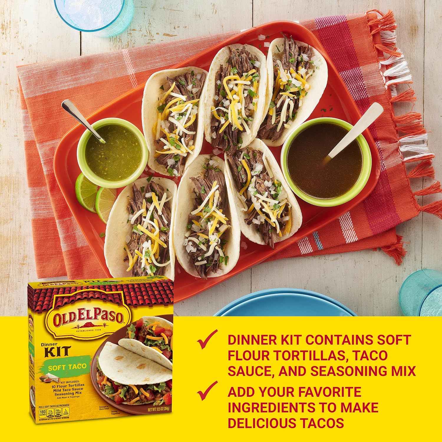 Old El Paso Soft Taco Dinner Kit, Simple One-Box Weeknight Dinner Solution