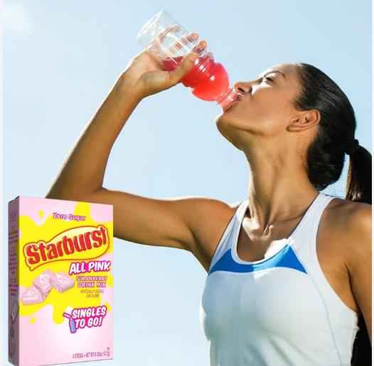 Starburst Singles To Go Strawberry Sugar-Free Drink Mix Sticks for Self-Care Hydration Stations and Home Wellness Rituals