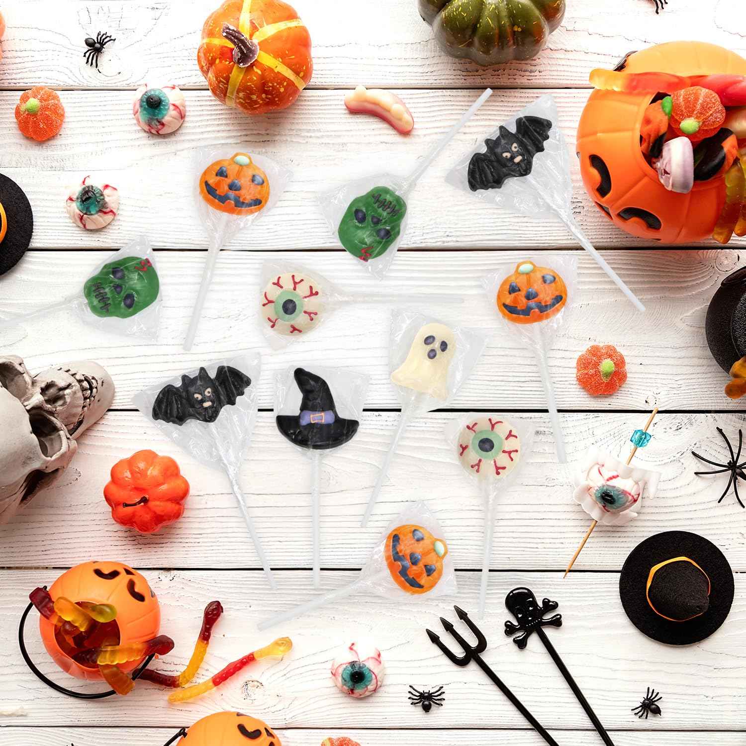 Halloween Lollipops 12 Count Dye-Free Individually Wrapped Suckers Safe Candy for Classroom Parties and Trick-or-Treat