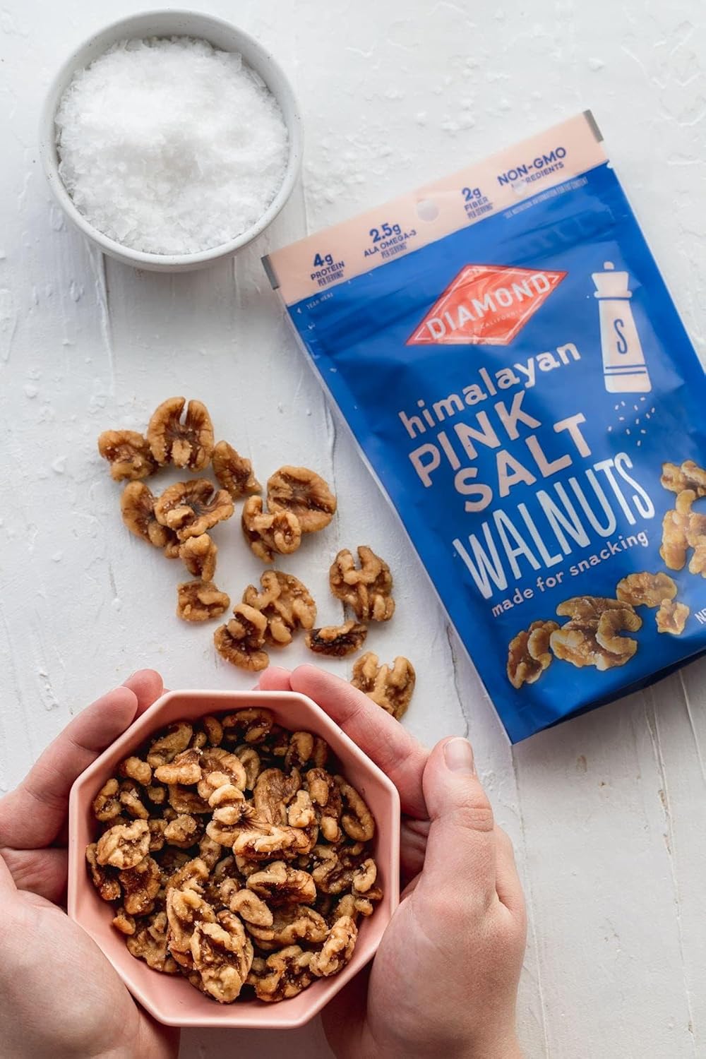 Diamond of California Himalayan Pink Salt Walnuts – Office Desk Drawer Snack for Focused Workdays