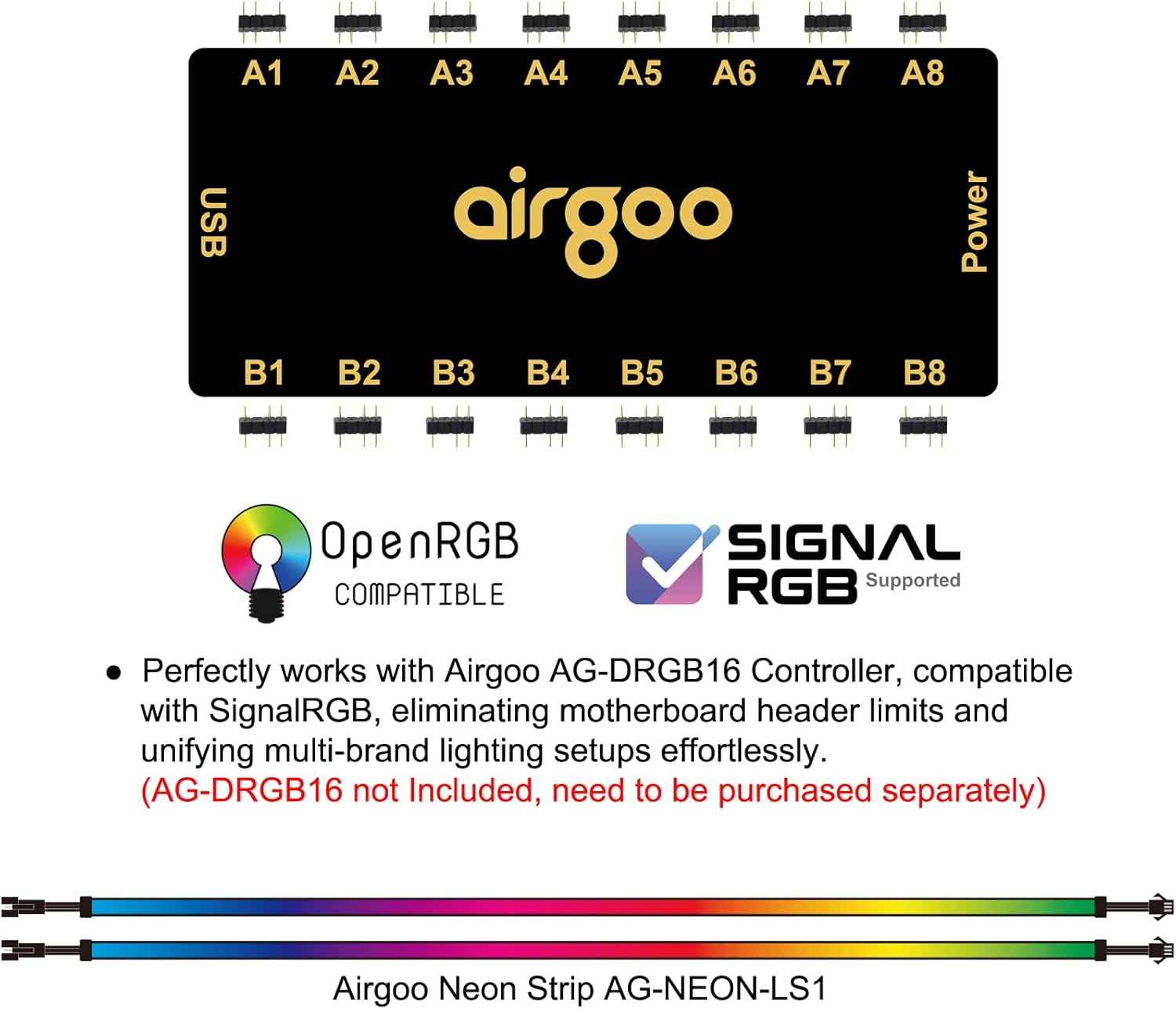 airgoo AG-NEON-LS1 ARGB Strip – Premium Crafted PC Neon Light, Diffused Silicone Tube with Per-LED Control for High-End Custom Builds