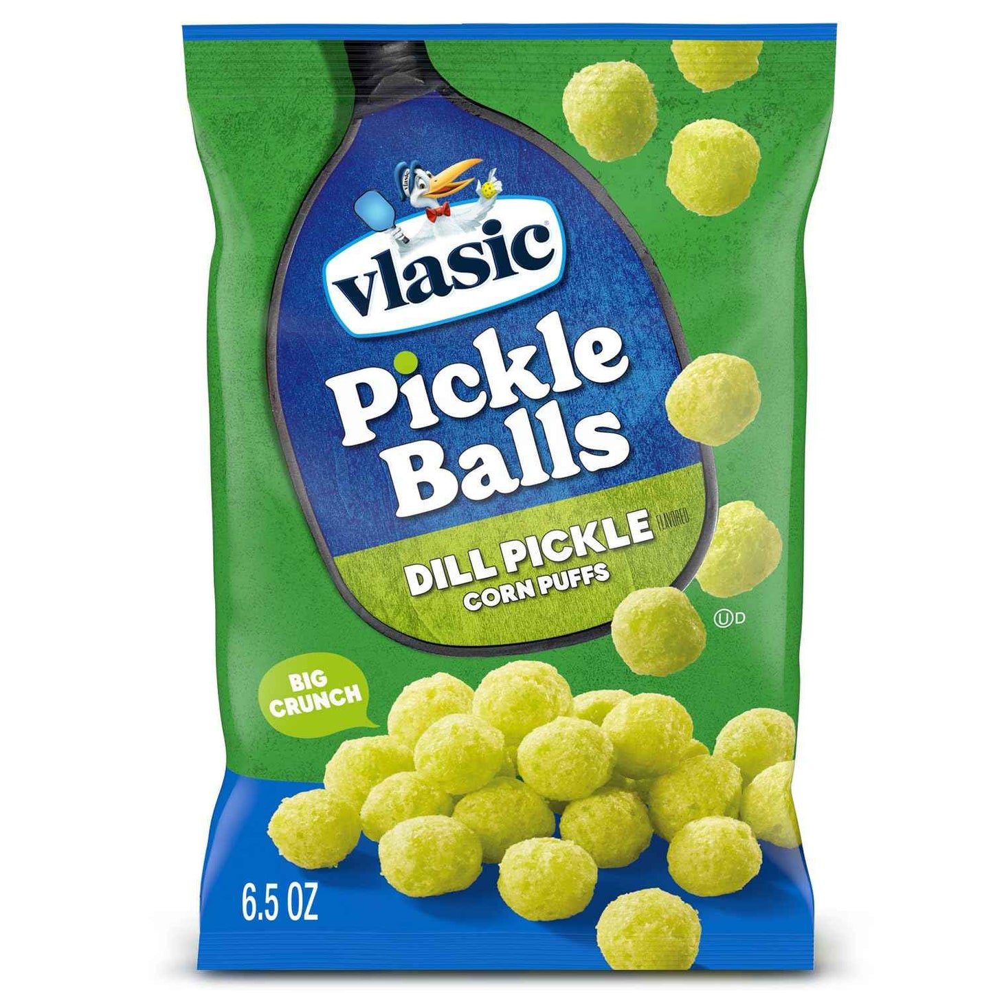 Vlasic Pickle Balls Dill Pickle Flavored Corn Puffs 6.5 oz – Gluten-Free Indulgent Snack for Mindful Munching at Home