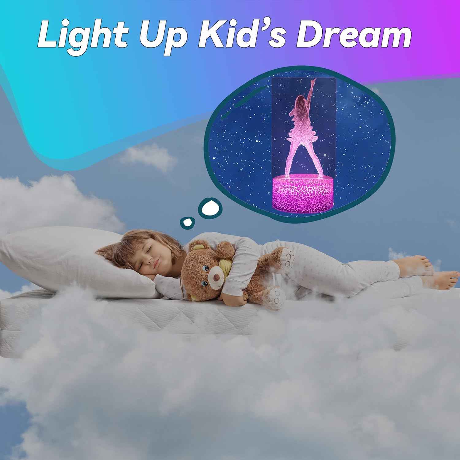 Pop Star Acrylic Night Light – Personalized Birthday Gift for Girls, 16 Color Remote Control Lamp