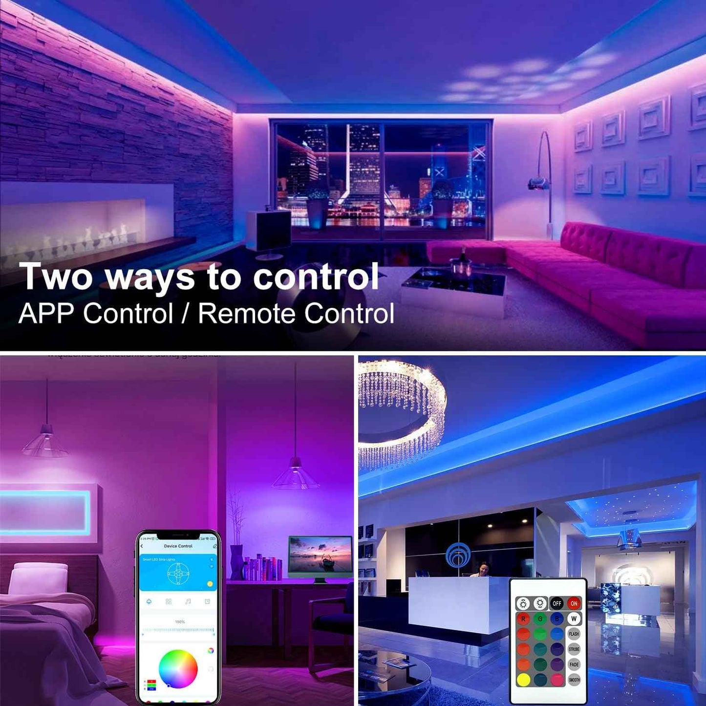 DAYBETTER RGB LED Strip 130ft – Dorm Room and Ceiling Accent Lighting for Cozy Home Aesthetic