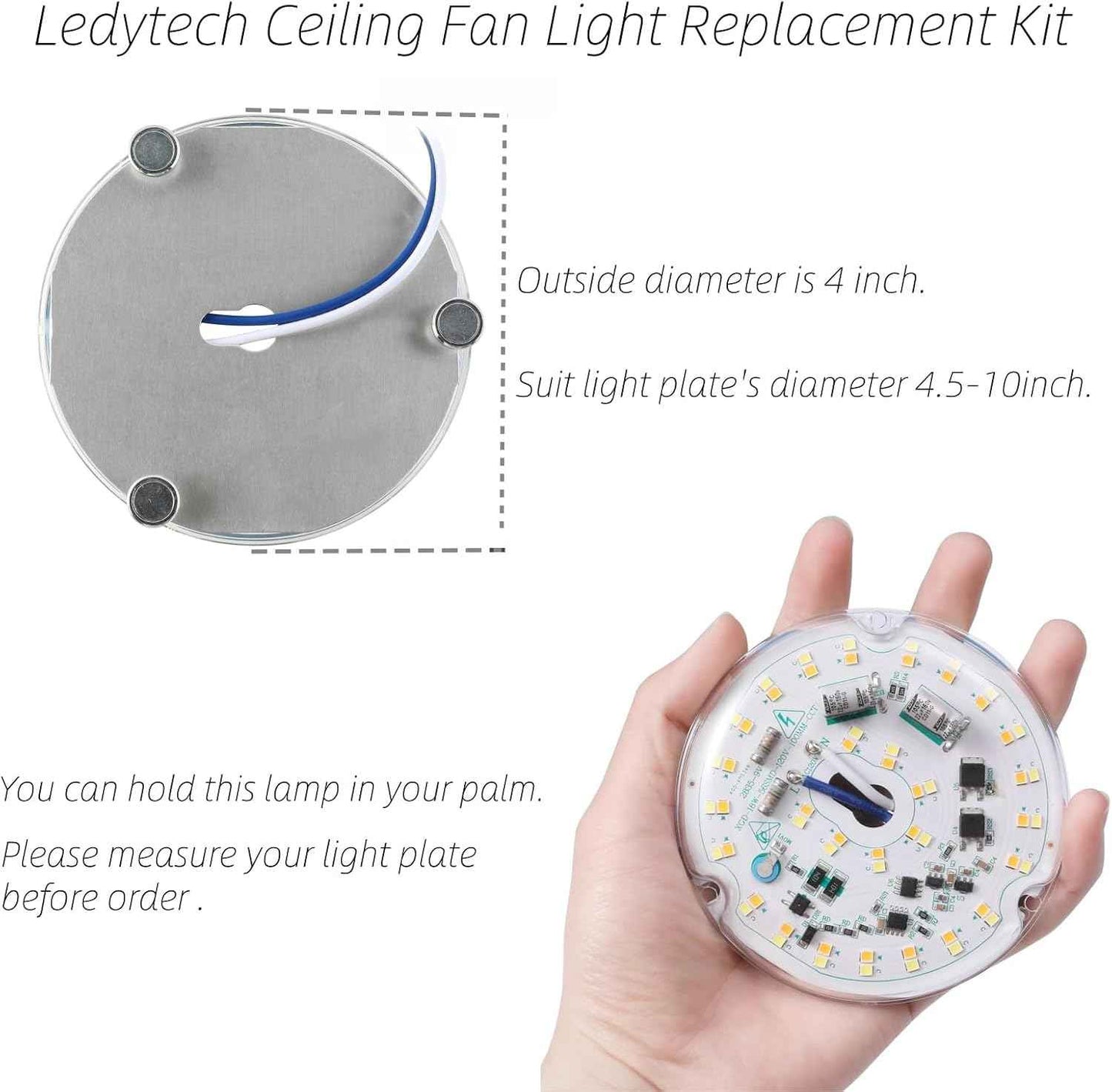 LUMIFLUX LED Retrofit Ceiling Fan Light Kit – Focus Lighting for Conference Room and Study Space, CRI90 18W Dimmable 120V Direct Wire