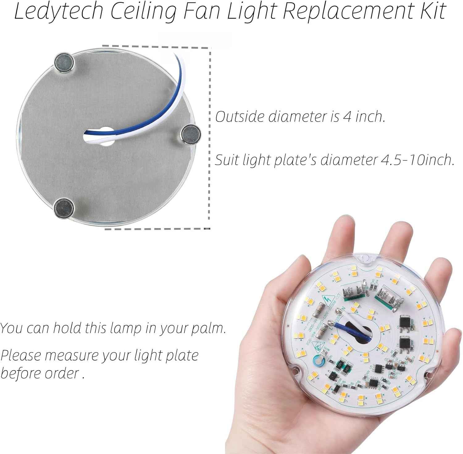 LUMIFLUX LED Retrofit Ceiling Fan Light Kit – Focus Lighting for Conference Room and Study Space, CRI90 18W Dimmable 120V Direct Wire