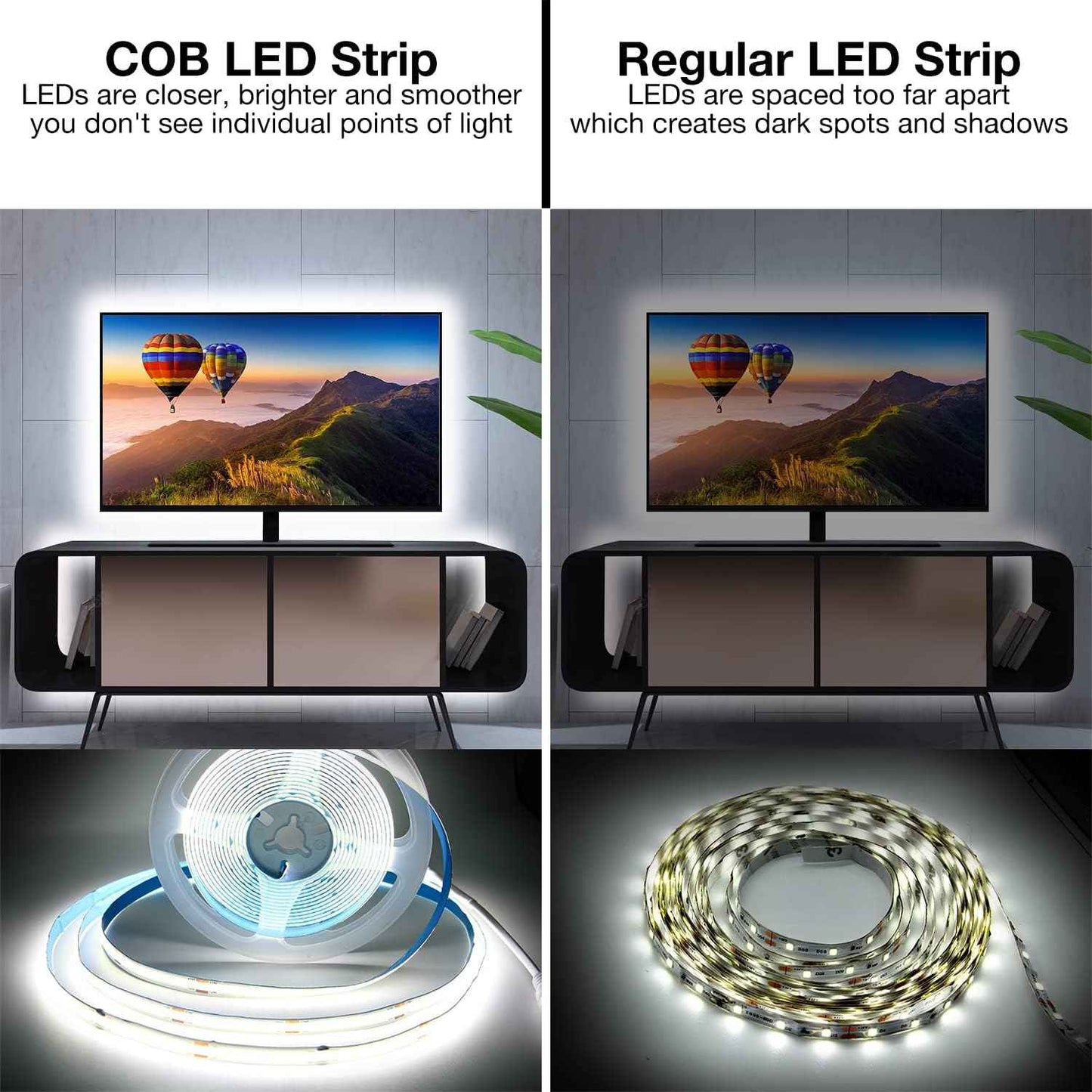 DAYBETTER COB LED Strip – Home Office Bias Lighting for Focused Work Sessions, 16.4 ft Dimmable