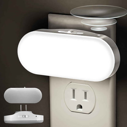 DORESshop Ultra-Slim Plug-in Night Light – Clean Design LED for Minimalist Hallways, Bathrooms, and Bedrooms with Hidden Slider Dimmer