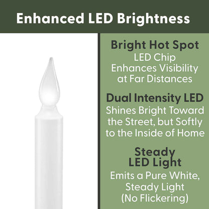 612 Vermont Battery Operated Window Candle with Timer – Shatterproof Bulb Safe for Nursery and Curtains