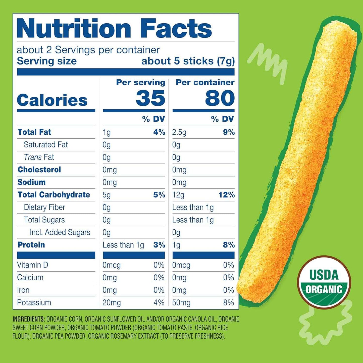 Earth's Best Dissolvable Crunchy Sticks – Stage 2 Finger Food for Nursery and Playroom Snacking