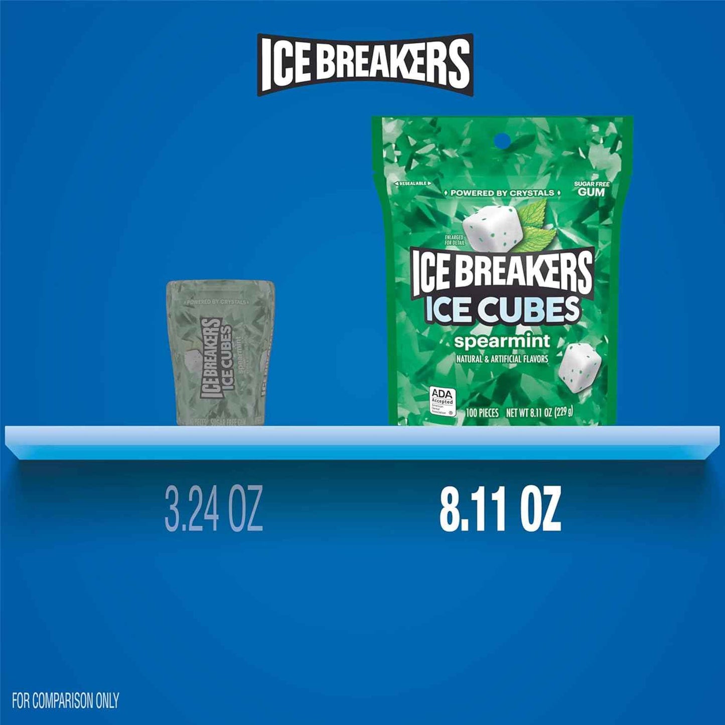 ICE BREAKERS Ice Cubes Spearmint Sugar Free Chewing Gum – Desk-Drawer Fresh Breath for Office Meetings and Presentations