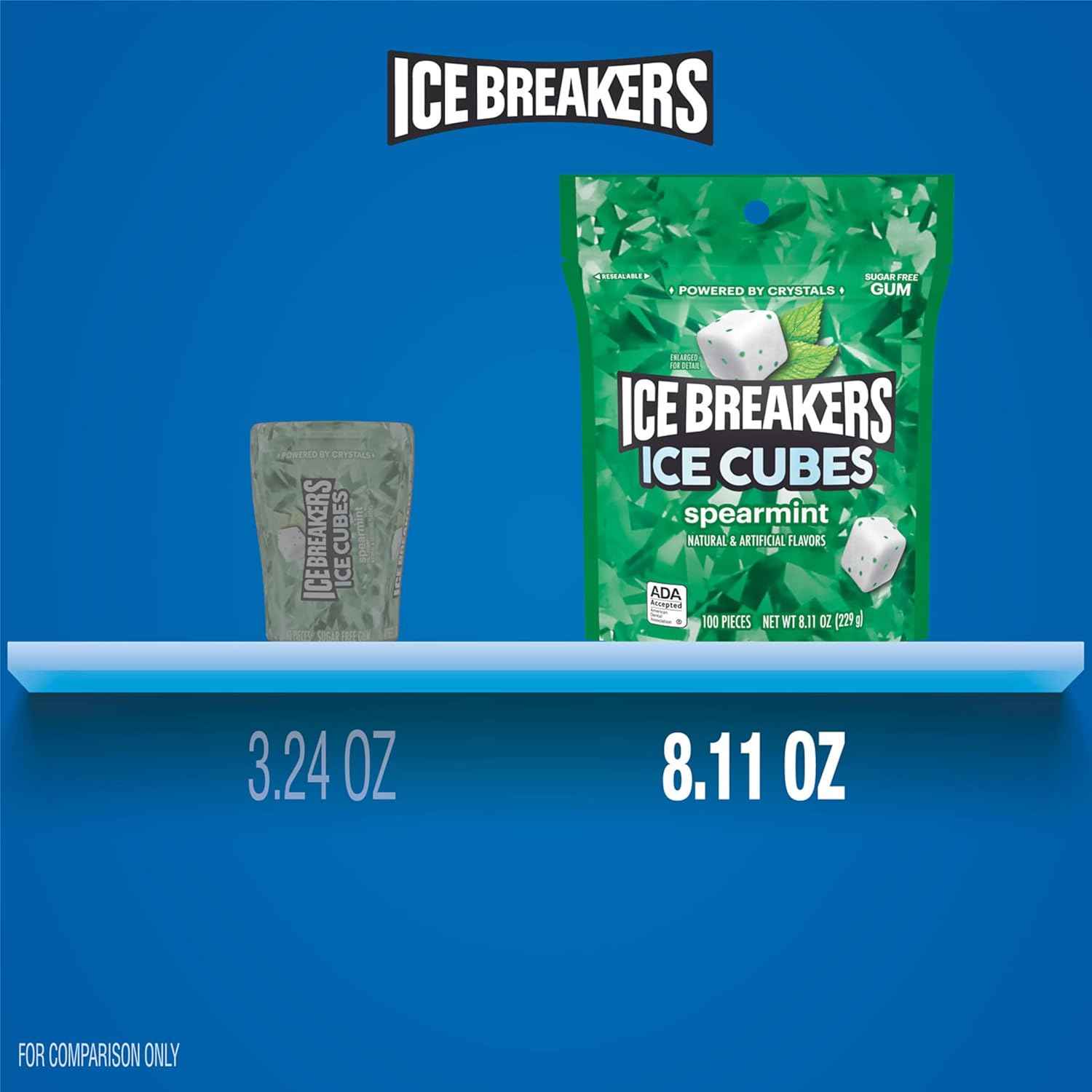 ICE BREAKERS Ice Cubes Spearmint Sugar Free Chewing Gum – Desk-Drawer Fresh Breath for Office Meetings and Presentations