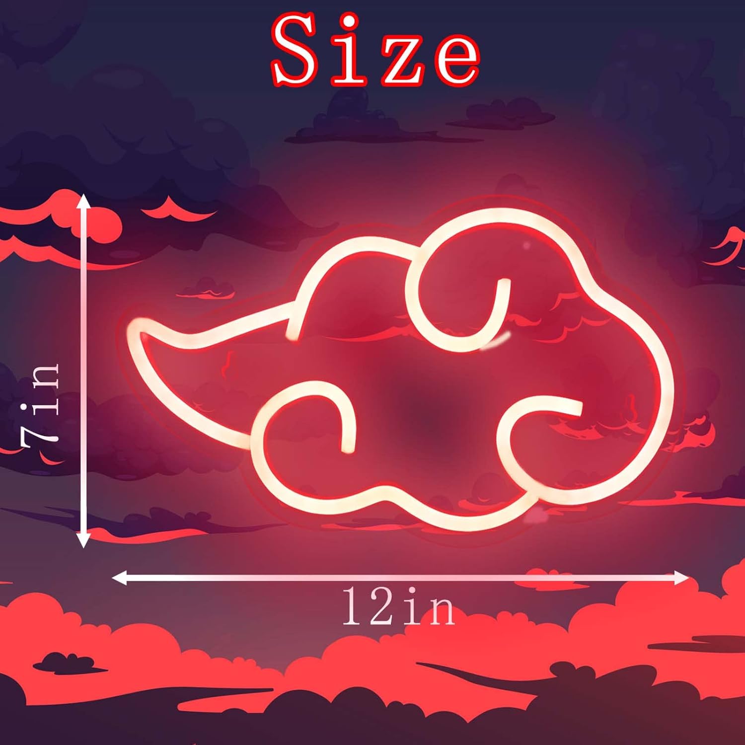 Dleouly Anime Cloud Neon Sign – Minimalist Wall Accent with Clean Lines, 12 x 7 Inch Subtle Dimmable LED Light