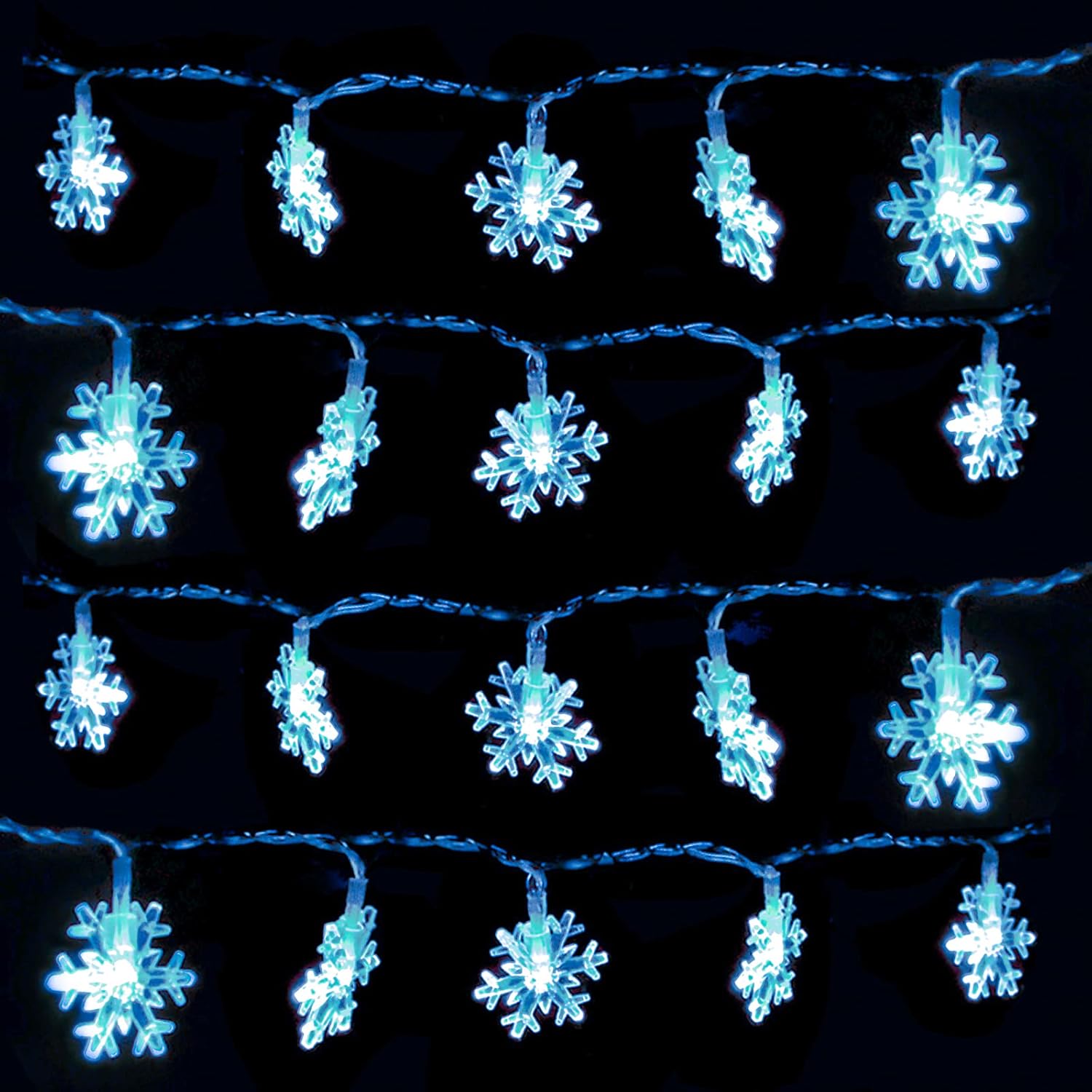 DomeStar Snowflake String Lights – Waterproof Patio and Porch Decor, Battery Powered LED for Covered Outdoor Use