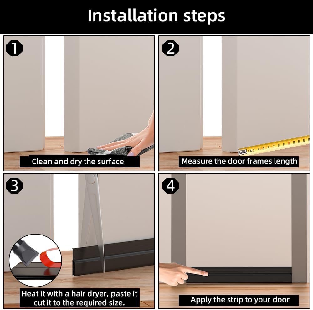 Door Draft Stopper – Single-Strip Silicone Seal in Matte Black for Intentional, Uncluttered Interiors