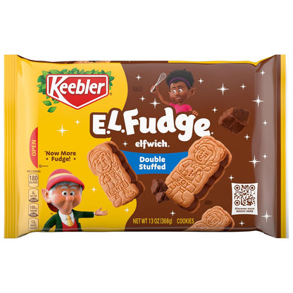 double-stuffed crème filling between two chocolate sandwich cookie wafers