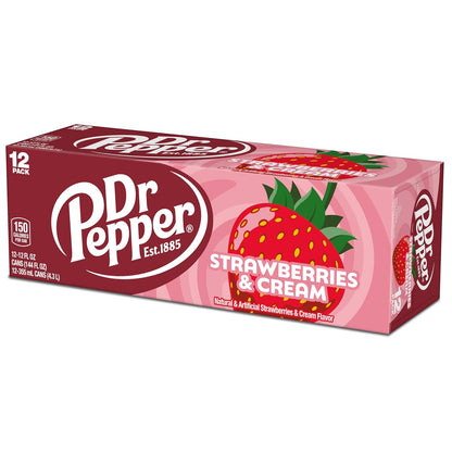 Dr Pepper Strawberries and Cream Zero Sugar 12-Pack – Guilt-Free Sweet Treat for Diet Days and Mindful Indulgence