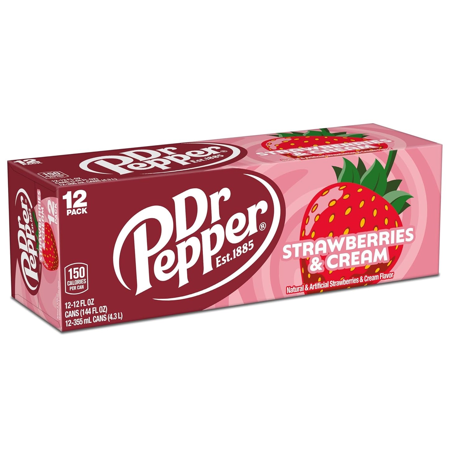 Dr Pepper Strawberries and Cream Zero Sugar 12-Pack – Guilt-Free Sweet Treat for Diet Days and Mindful Indulgence