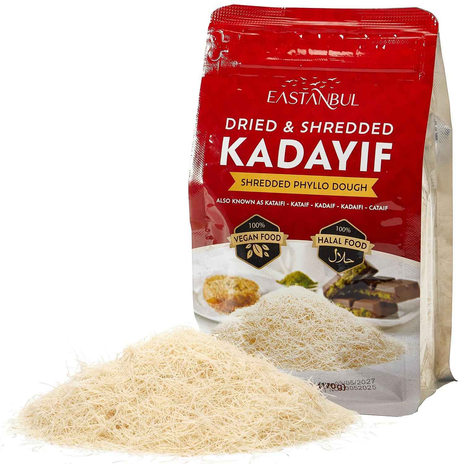 Eastanbul Kataifi Shredded Fillo Dough – Pre-Chopped Baking Staple for Quick Viral Dessert Content Creation, Dubai Chocolate Bar Ingredient, 170g
