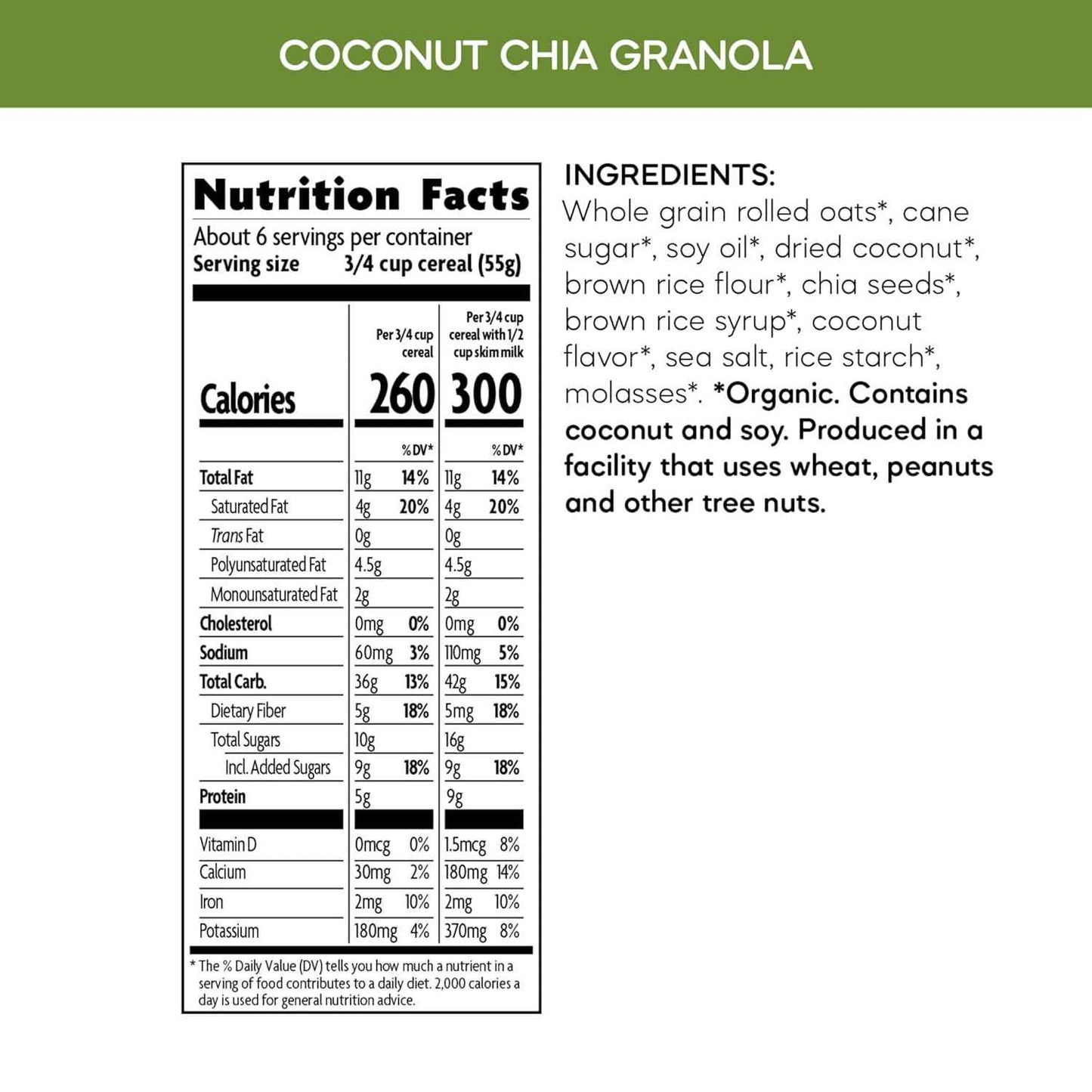 Nature's Path Organic Coconut Chia Granola – Clean-Ingredient Pantry Staple for Intentional Kitchens, 12.34 oz Box