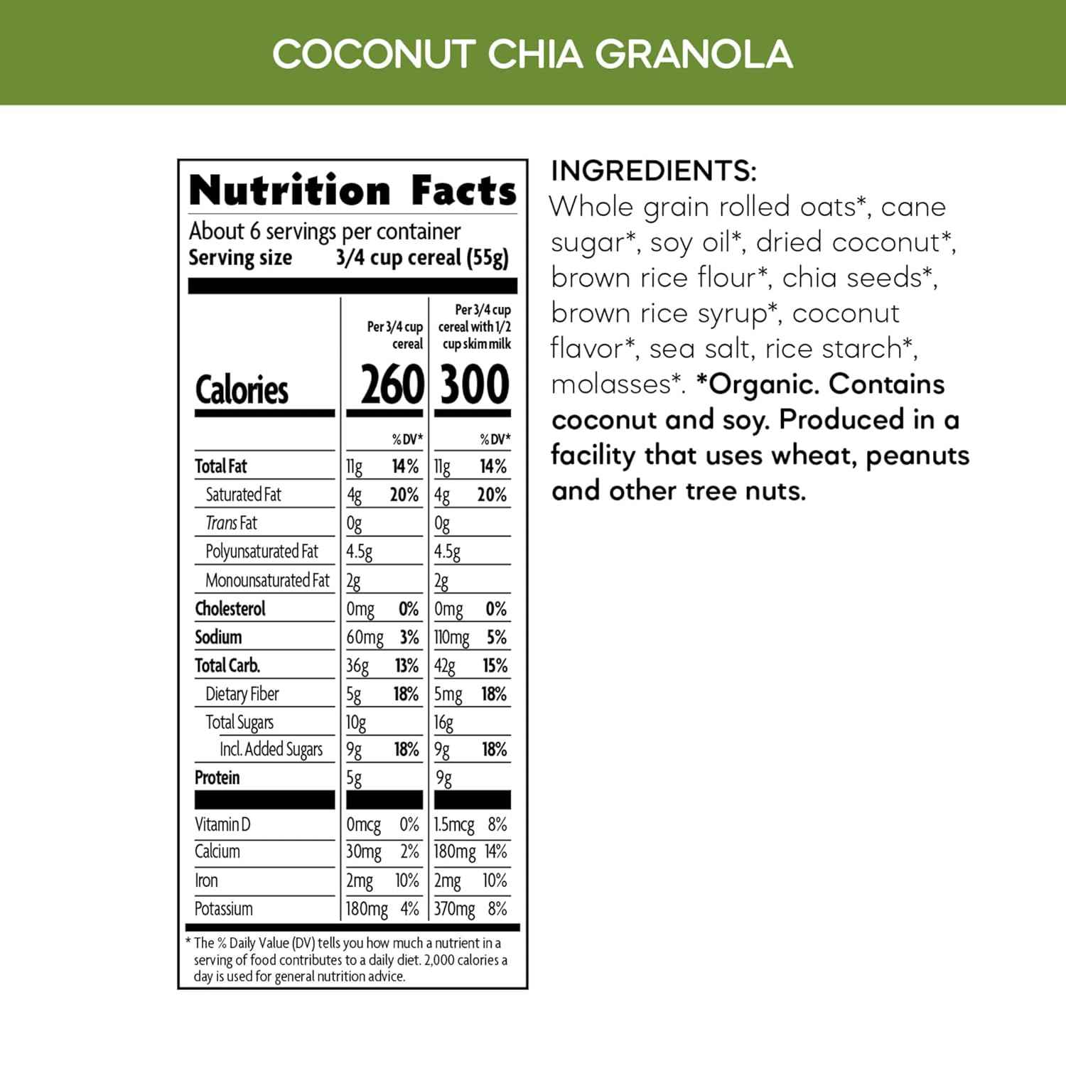Nature's Path Organic Coconut Chia Granola – Clean-Ingredient Pantry Staple for Intentional Kitchens, 12.34 oz Box
