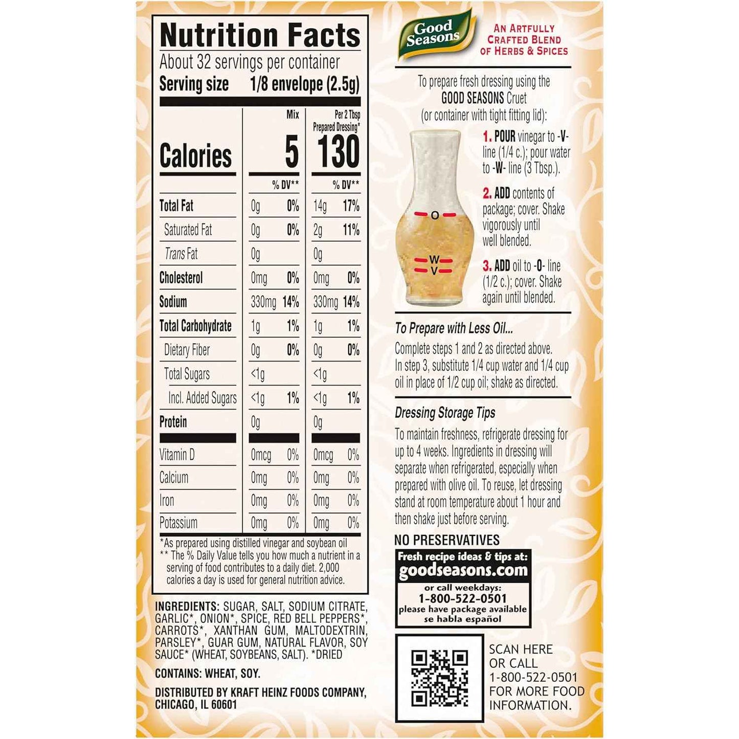Good Seasons Italian Dressing Mix – Backyard Grilling Marinade Seasoning for Chicken and Vegetables, 4 ct Packets