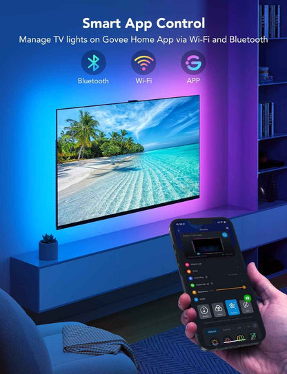 Govee TV LED Backlight – Living Room Ambient Lighting Strip with RGBIC Multi-Zone Color for 55-65 Inch TVs