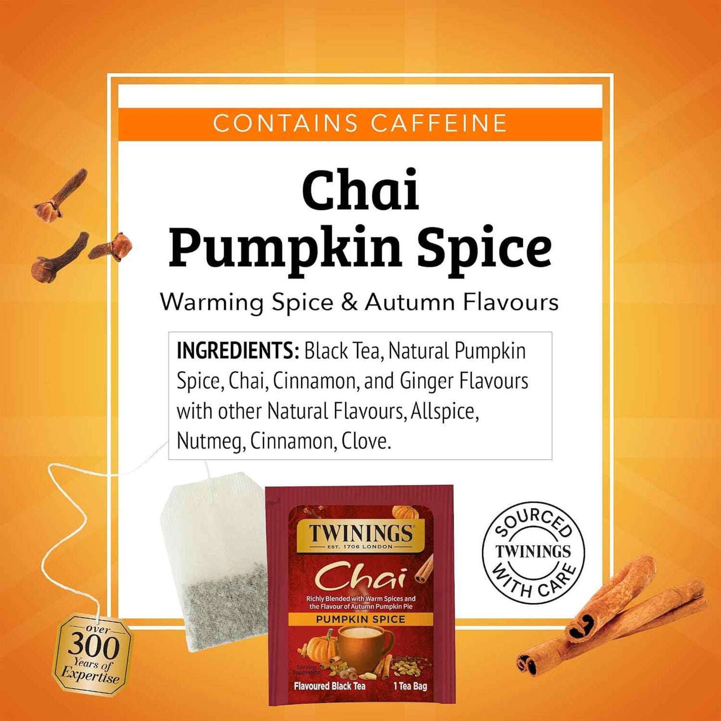 Twinings Pumpkin Spice Chai Black Tea — Living Room Autumn Centerpiece Pairing, Warm Spice Aroma Sets Cozy Mood