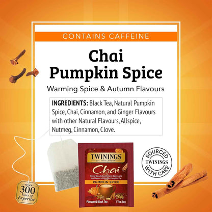Twinings Pumpkin Spice Chai Black Tea — Living Room Autumn Centerpiece Pairing, Warm Spice Aroma Sets Cozy Mood