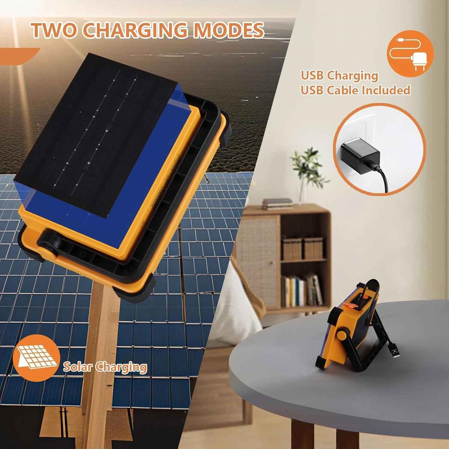 LUMENHUB Portable LED Work Light – Backyard & Campsite Floodlight, 144 LED Solar Powered