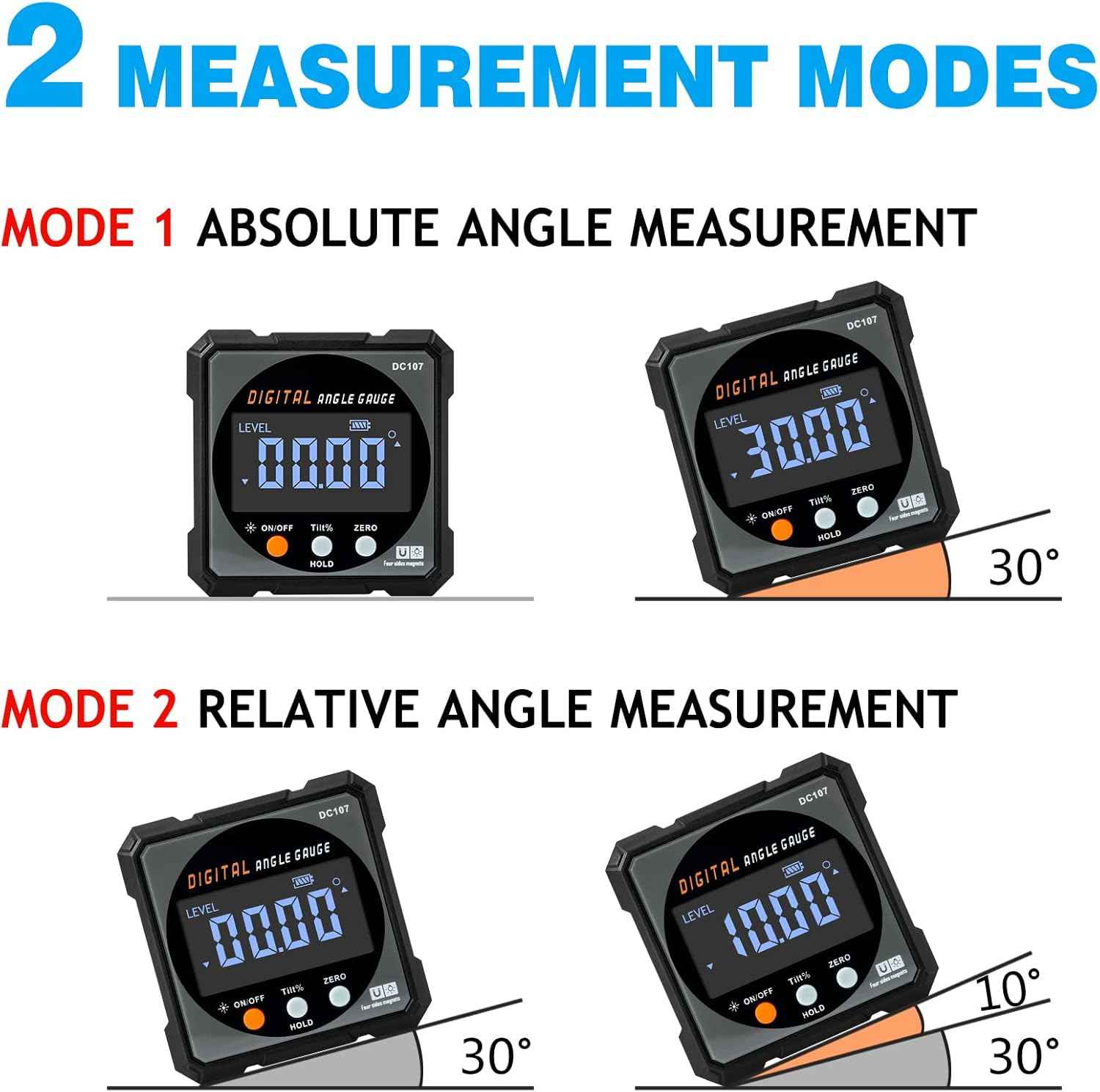 HERRMILL Digital Angle Finder with Laser - Safe Table Saw Measuring Tool for Home Workshops, Magnetic Non-Slip Angle Gauge