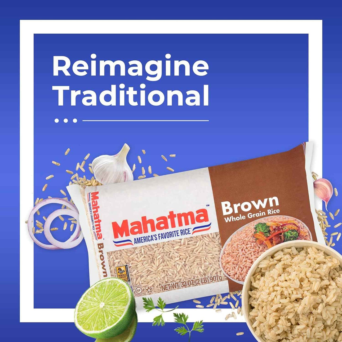 Mahatma Brown Rice 2 lb for Kid-Friendly Lunchbox Prep, Whole-Grain Side Dish for Family Dinners