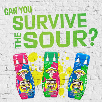 WARHEADS Super Sour Double Drops Liquid Sour Candy – Camping and Hiking Trail Snack with Resealable Squeeze Bottles, Assorted 3 Pack