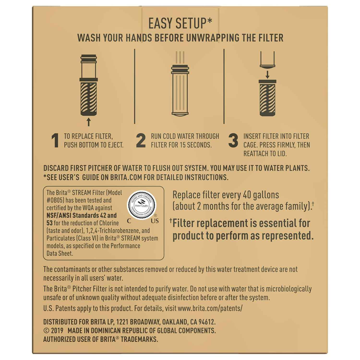 Brita Stream Pitcher Water Filter for Clean Hydration Station at Home Office, BPA-Free and Fluoride-Preserving Wellness Essential