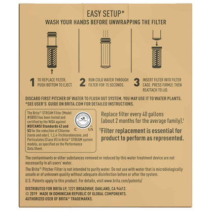 Brita Stream Pitcher Water Filter for Clean Hydration Station at Home Office, BPA-Free and Fluoride-Preserving Wellness Essential