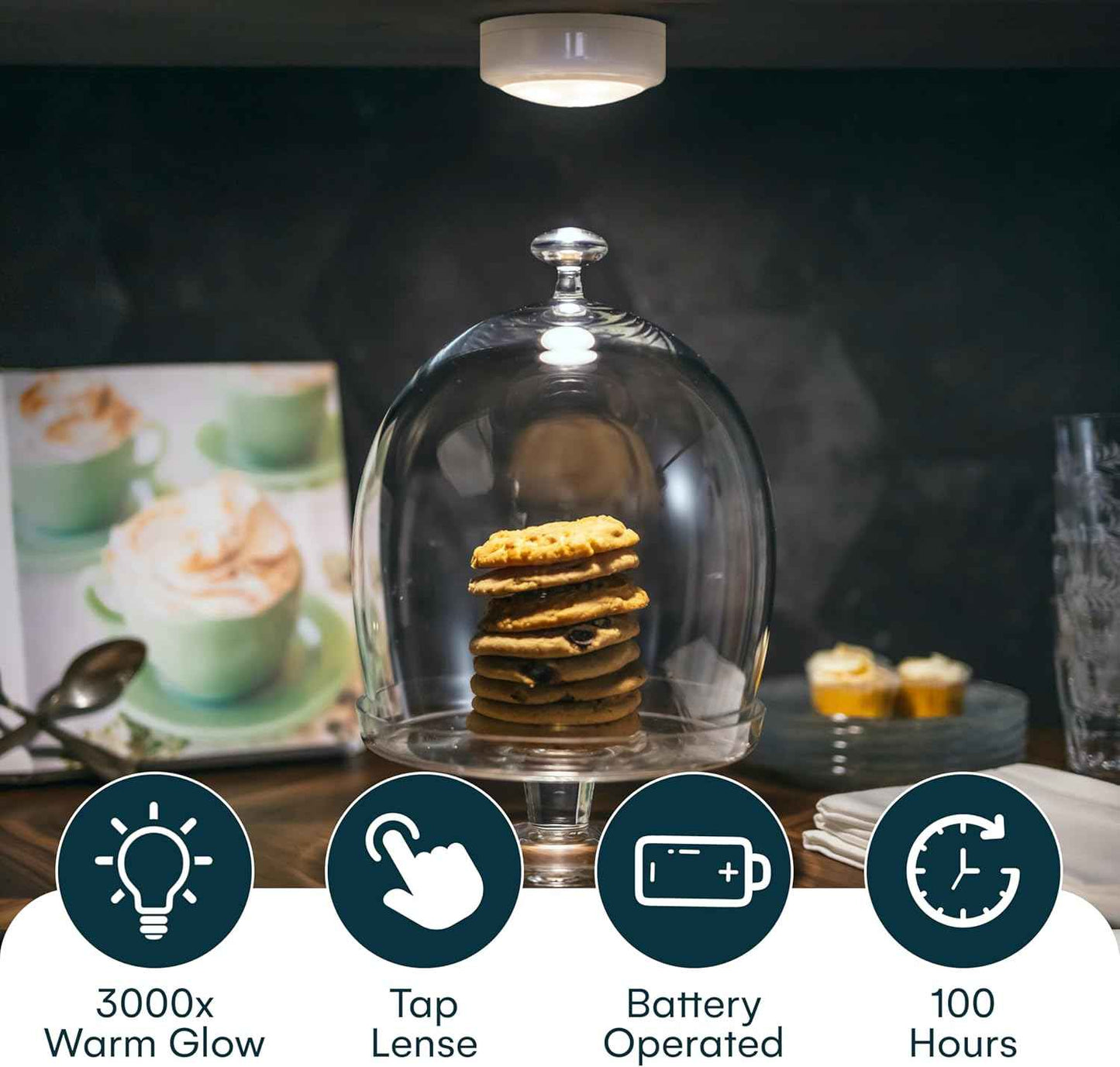 Brilliant Evolution Wireless LED Puck Light 3 Pack – Living Room Aesthetic Lighting with Remote Dimmable Glow