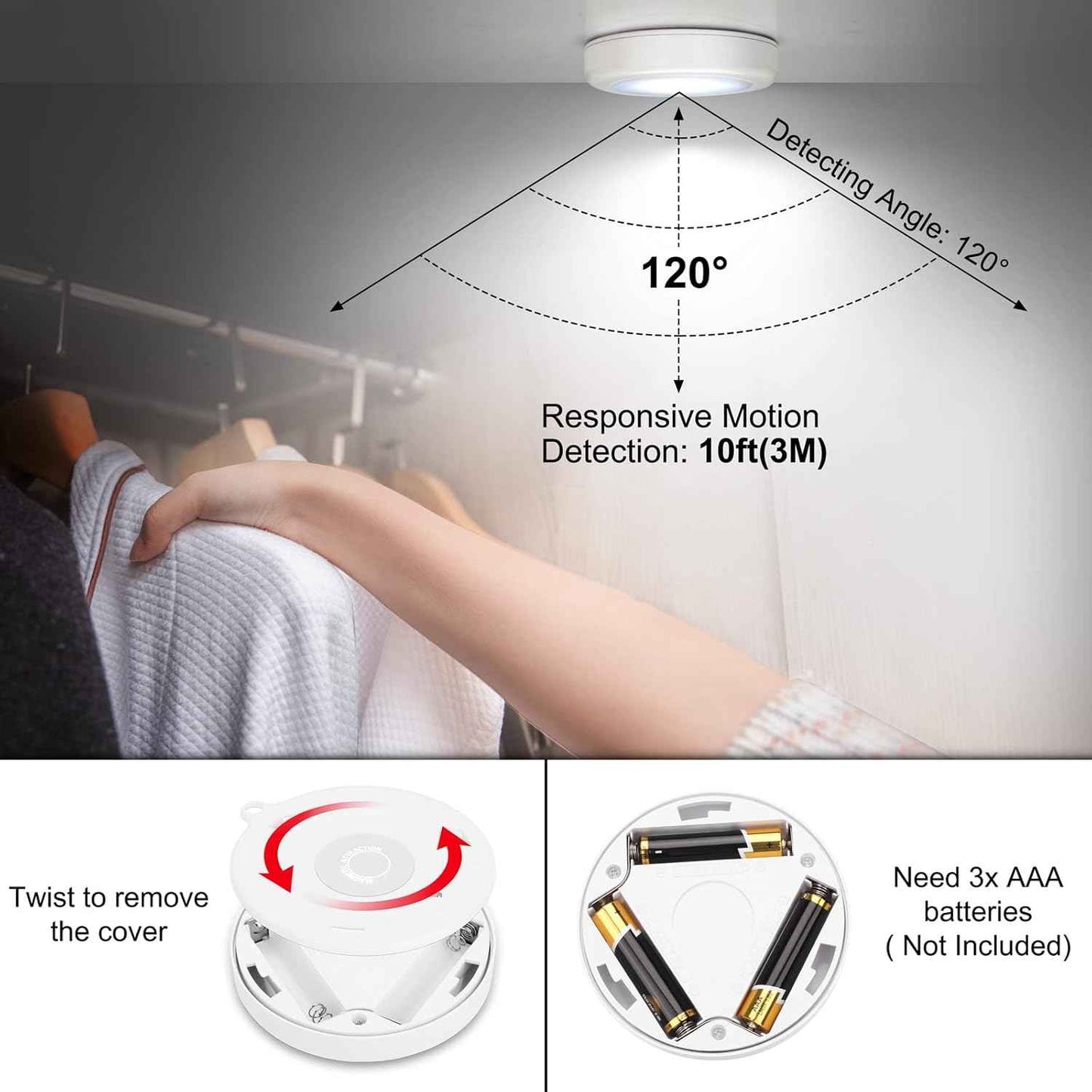 Mlambert 4 Pack Motion Sensor Accent Light, Warm White Stick-On LED for Cozy Bedroom and Hallway Ambiance