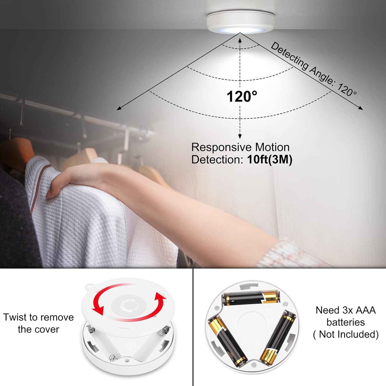 Mlambert 4 Pack Motion Sensor Accent Light, Warm White Stick-On LED for Cozy Bedroom and Hallway Ambiance