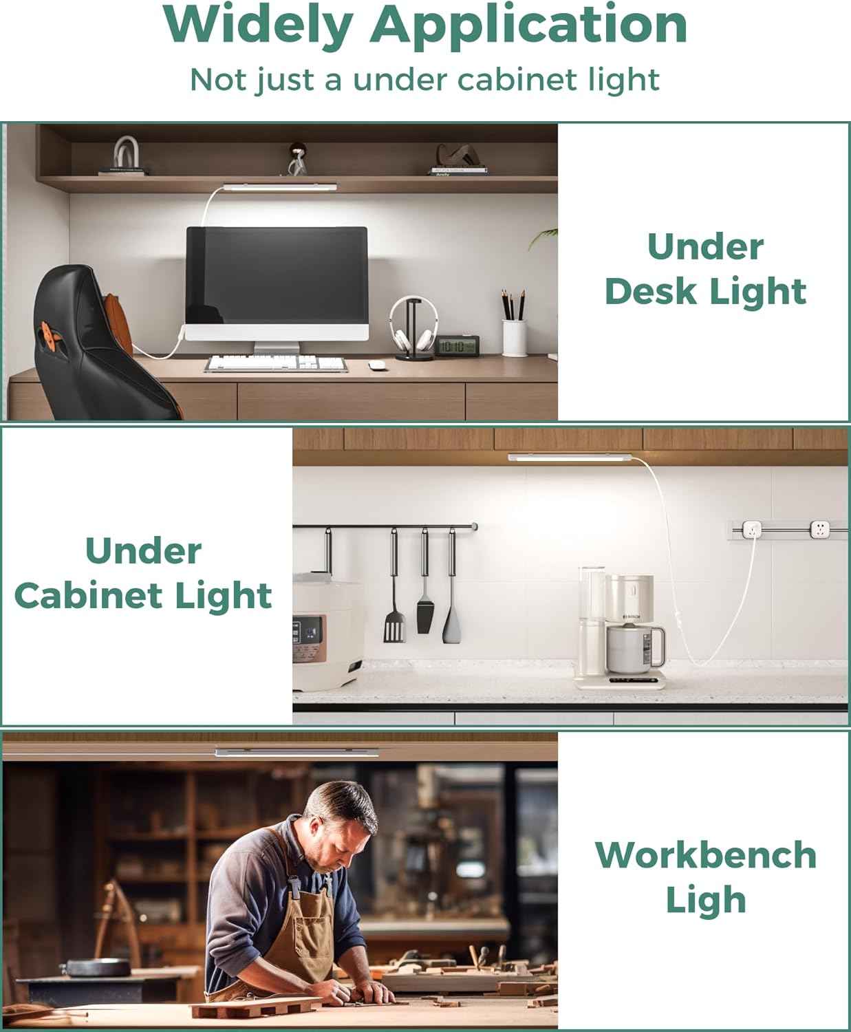 ASOKO ETL Certified Under Cabinet Light – Cool-to-Touch LED Bar Safe for Kitchens, Kids, and Laundry Rooms