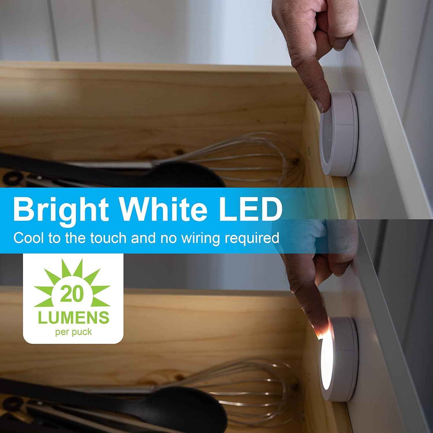 GE Wireless LED Tap-Light – Sleek Closet Accent Light, Battery Puck for Cozy Bedroom Ambiance
