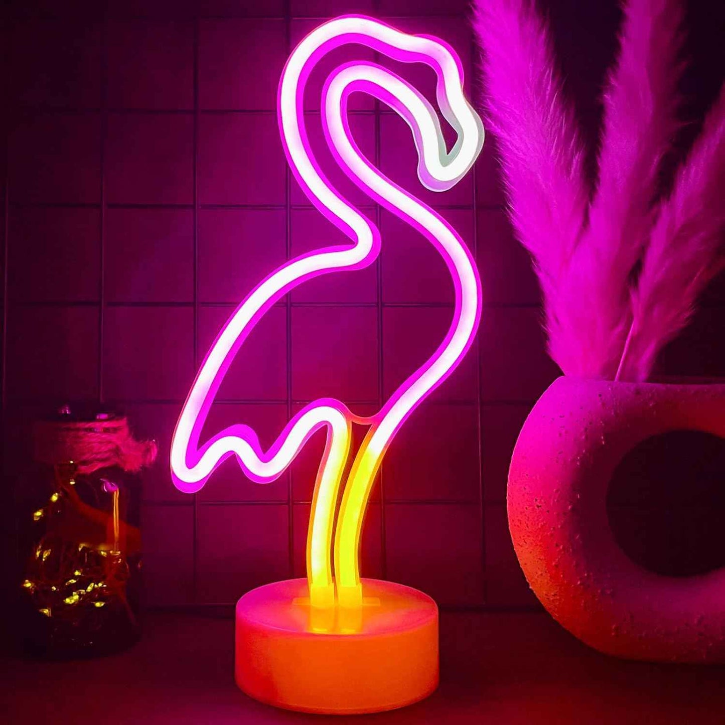 Flamingo LED Neon Sign – Safe Battery Night Light for Girls Room and Kids Bedroom Decor