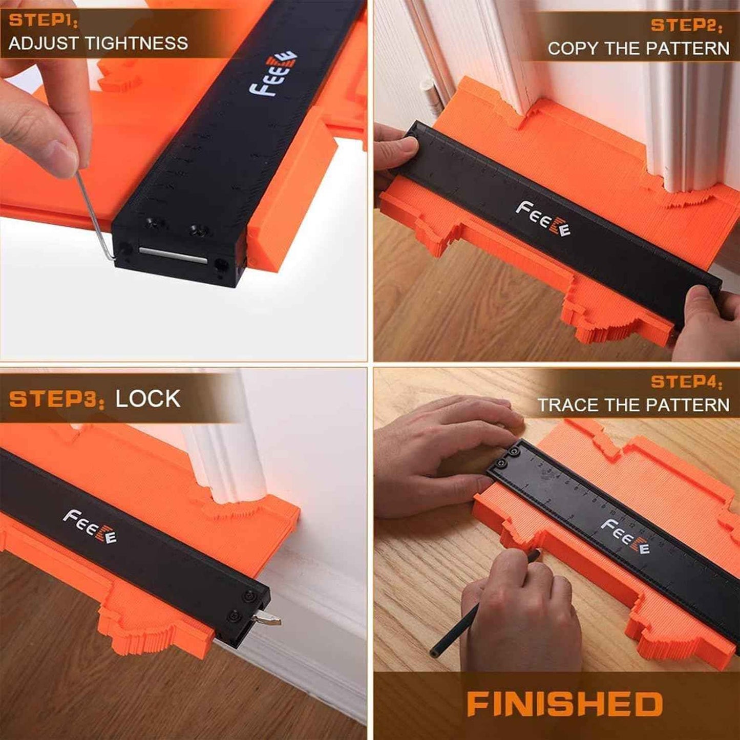 Contour Gauge Pro – Portable Carpentry Tool for Construction Sites, 12+5 Inch Shape Duplicator Set