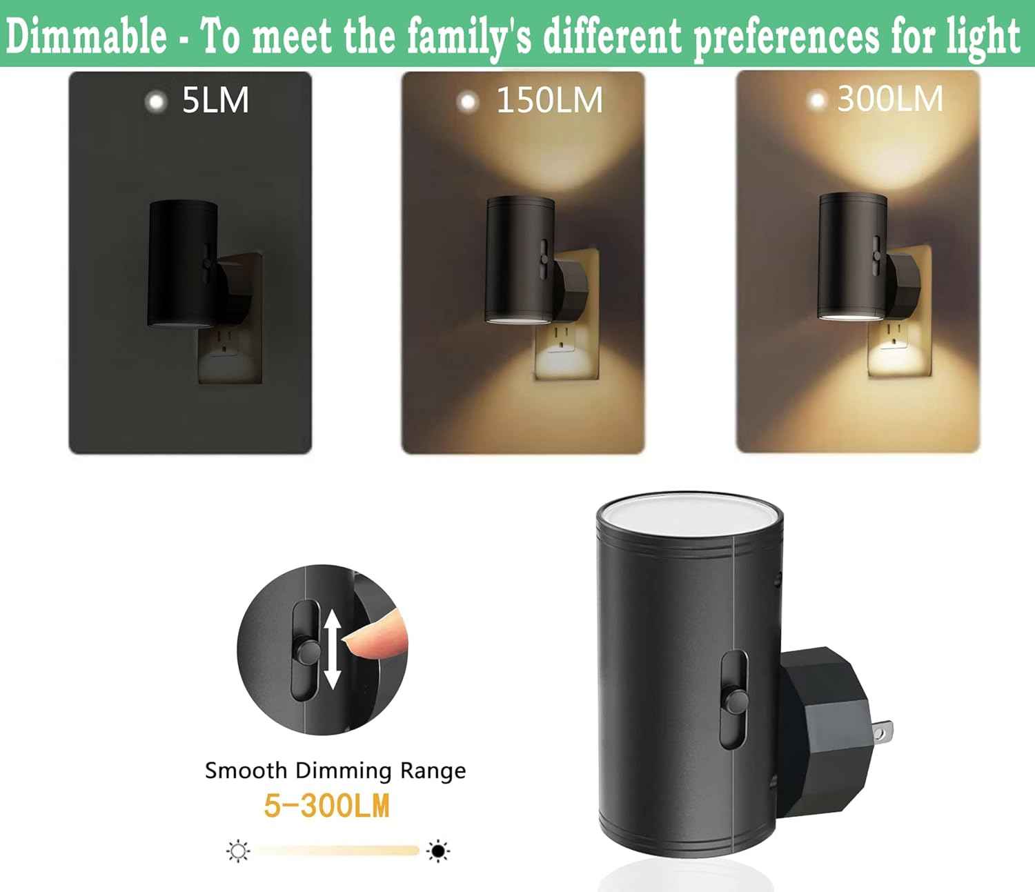 GEPLAD Plug-in LED Night Light – Dusk-to-Dawn Sensor Nightlight for Safer Stairways, Hallways, and Bedrooms